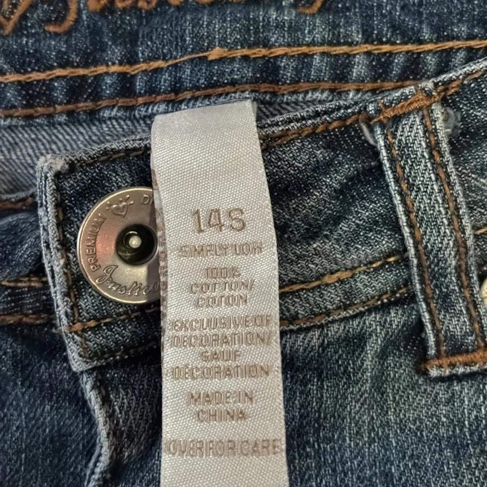 Justice Jean Shorts with Heart and Star Patches 14S